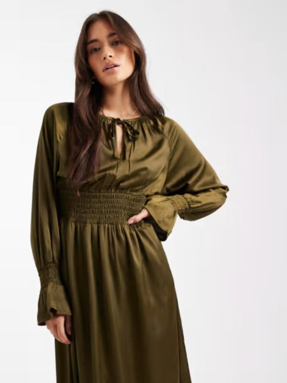 Wednesday's Girl Long Sleeve Boho Midaxi Dress | Green | Size M | NWT - Picture 3 of 3